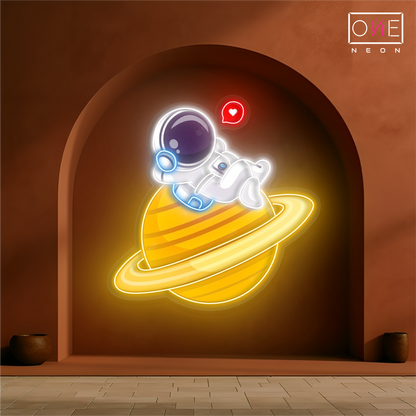 Mignonne œuvre d'art Néon LED Relax Astronaut