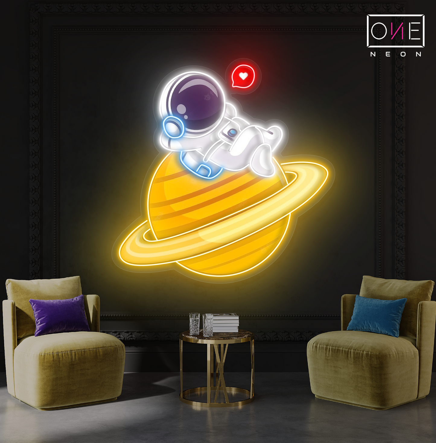 Mignonne œuvre d'art Néon LED Relax Astronaut