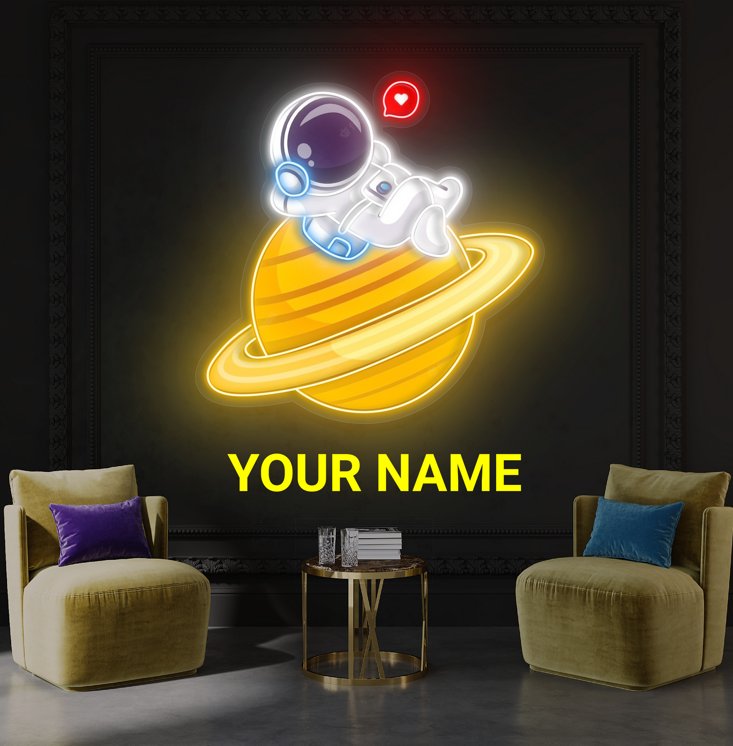Mignonne œuvre d'art Néon LED Relax Astronaut
