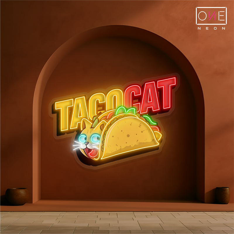 Enseigne néon LED Taco Chat