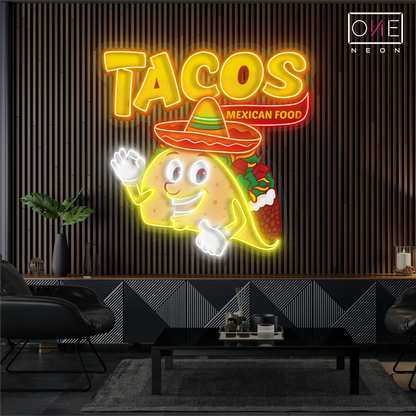 Enseigne néon LED Tacos Mexican Food Artwork