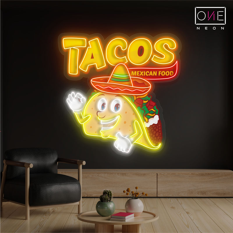 Enseigne néon LED Tacos Mexican Food Artwork