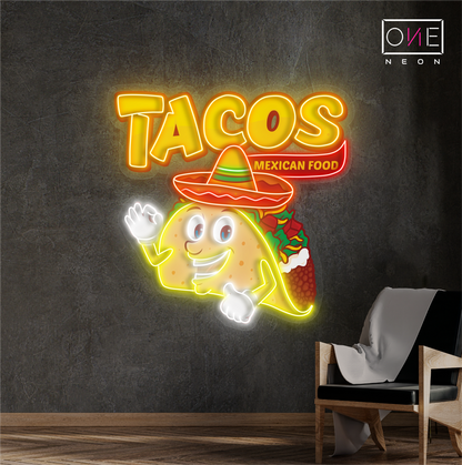 Enseigne néon LED Tacos Mexican Food Artwork