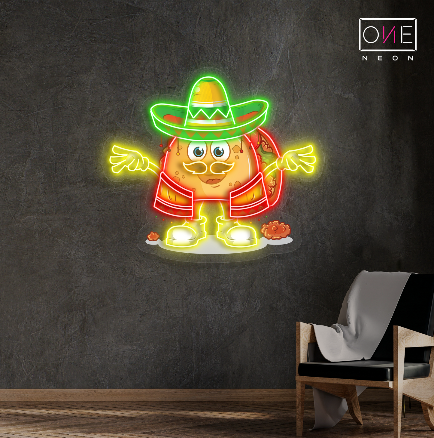 Enseigne néon LED murale Taco Fiesta