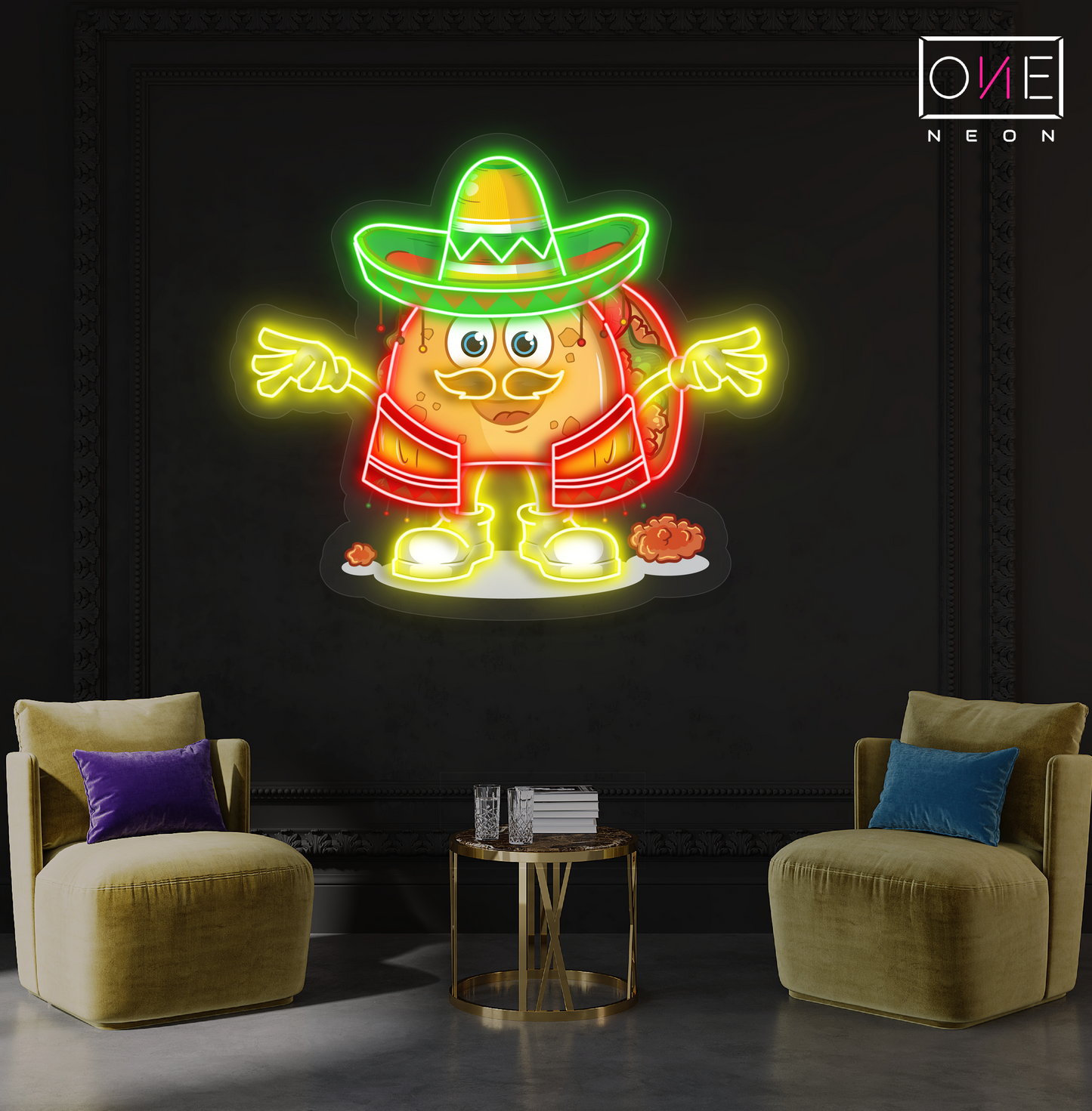 Enseigne néon LED murale Taco Fiesta