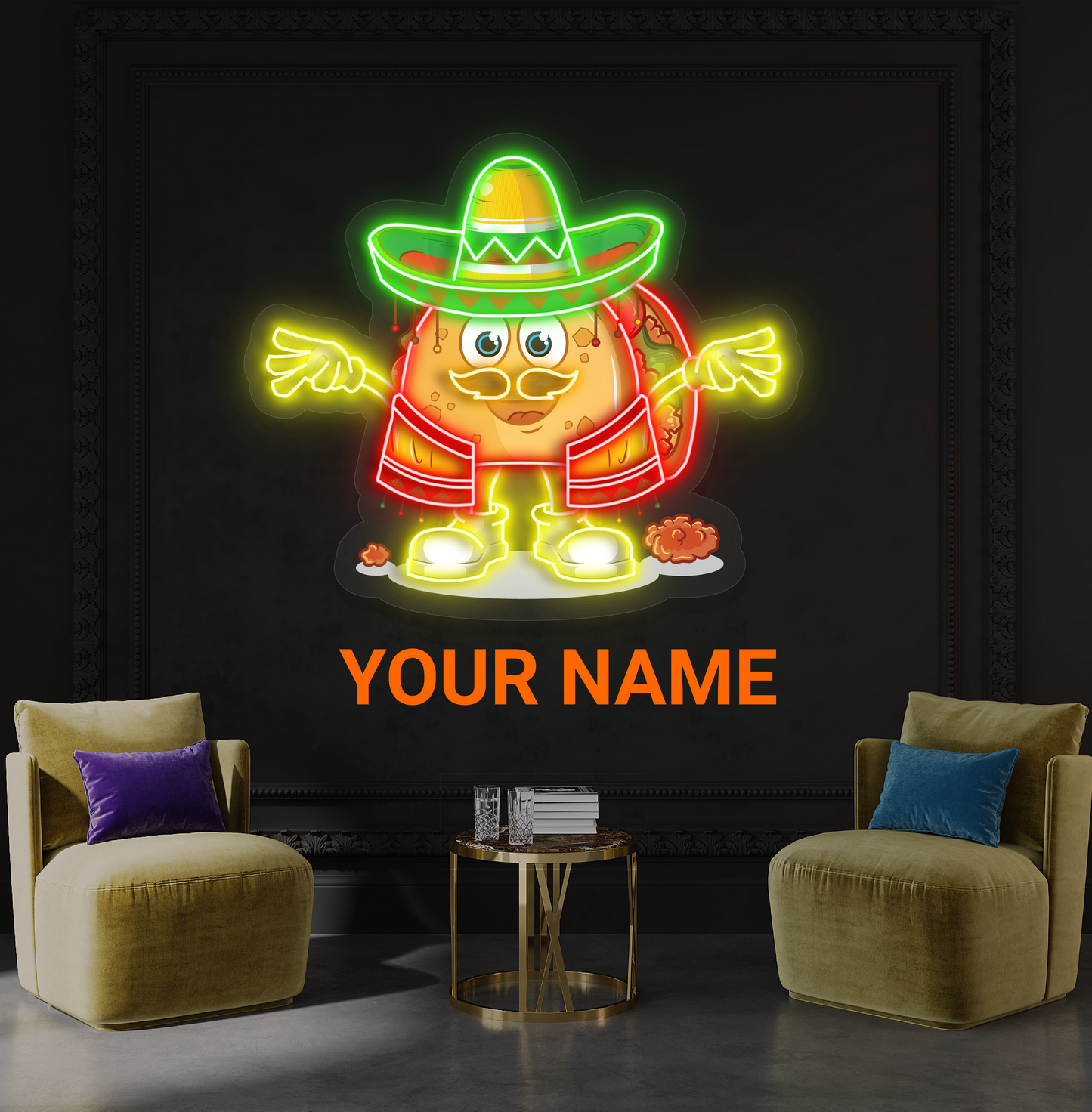 Enseigne néon LED murale Taco Fiesta