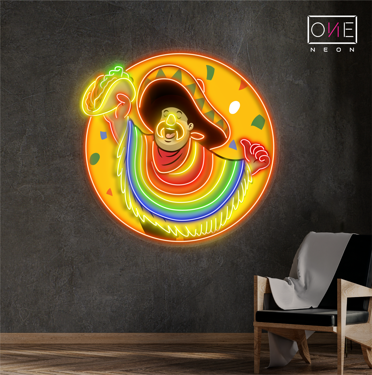 Enseigne néon LED Taco Hombre