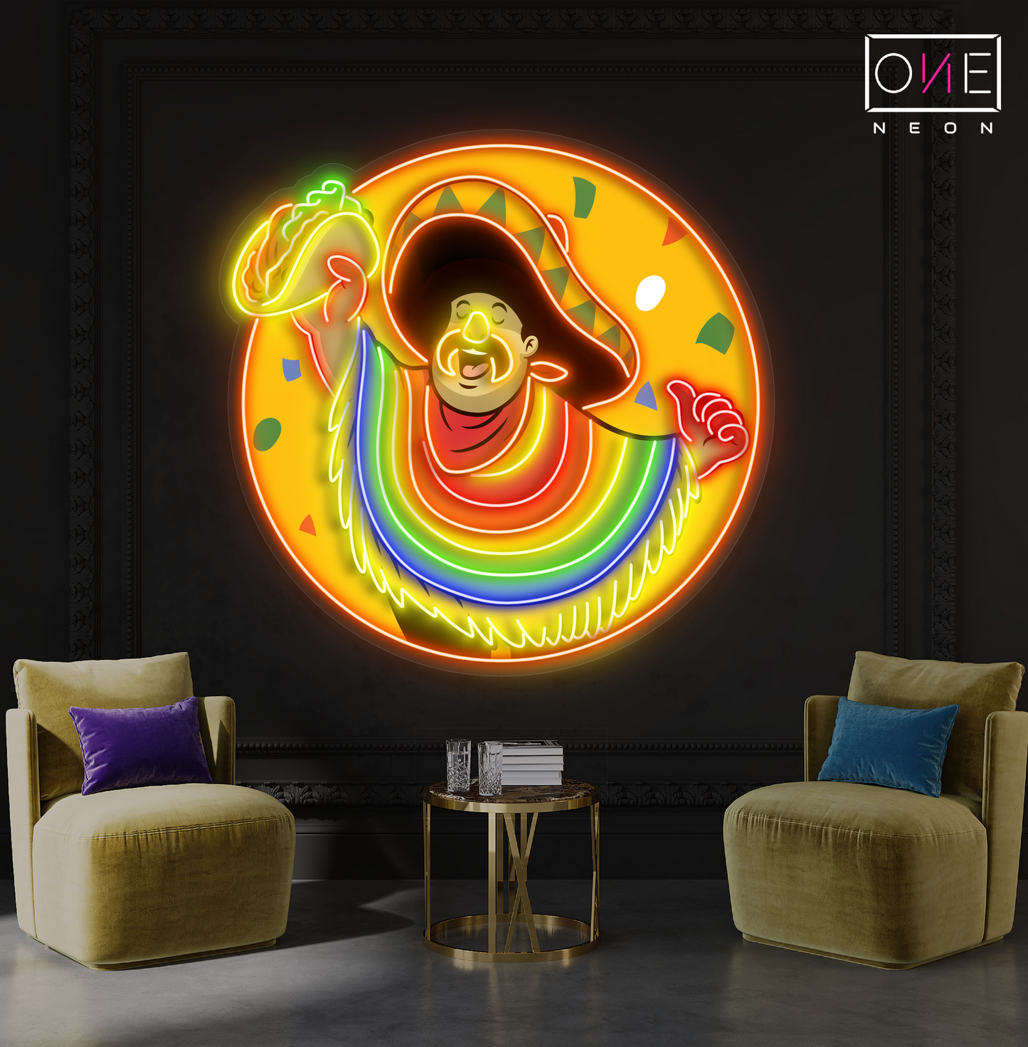 Enseigne néon LED Taco Hombre