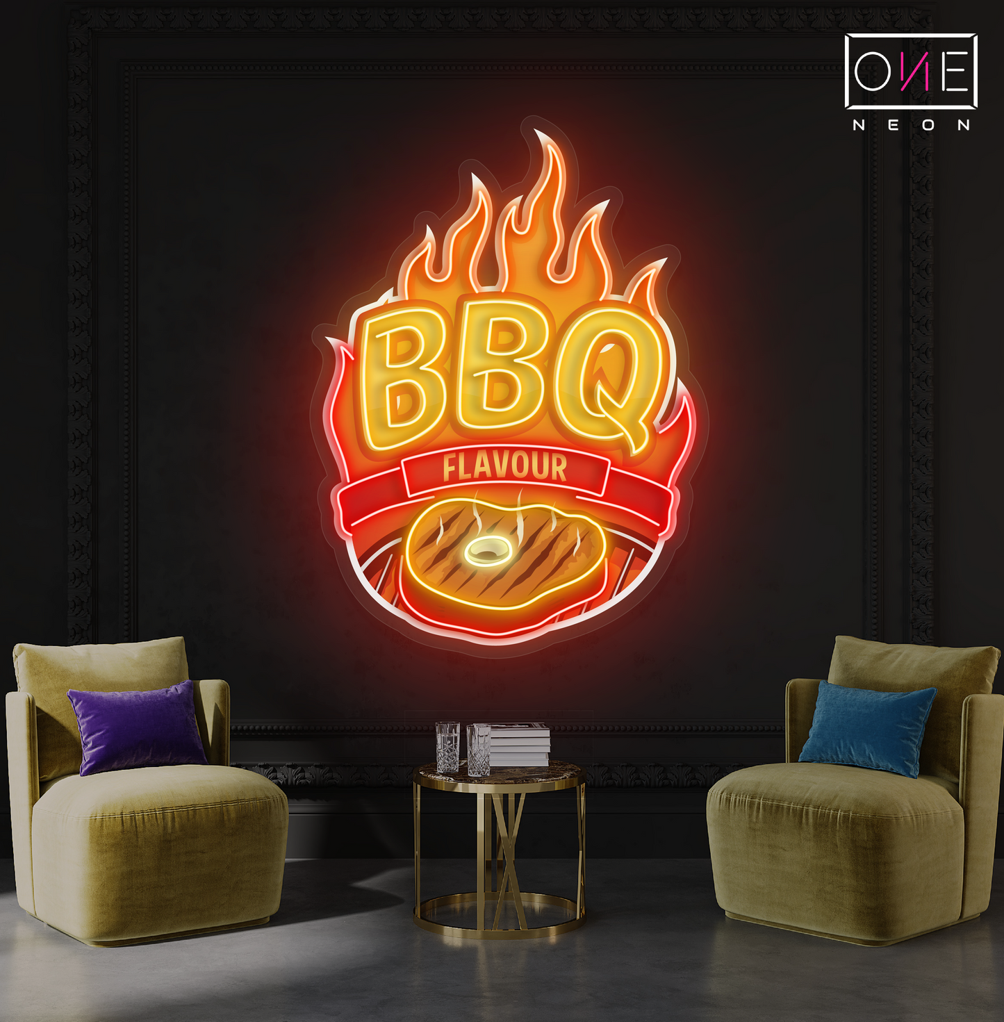 Enseigne néon LED saveur BBQ