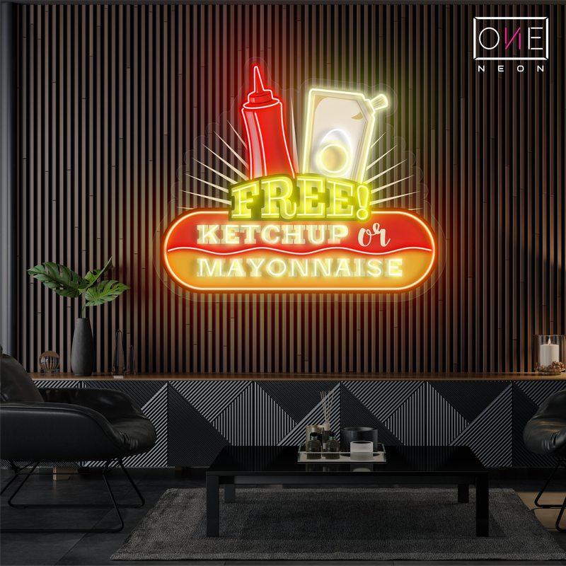 Enseigne Néon LED Artwork Ketchup Ou Mayonnaise Gratuits