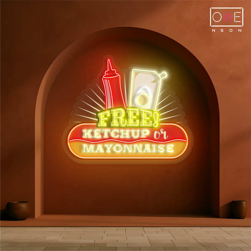 Enseigne Néon LED Artwork Ketchup Ou Mayonnaise Gratuits