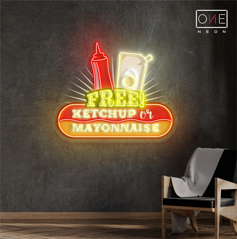 Enseigne Néon LED Artwork Ketchup Ou Mayonnaise Gratuits