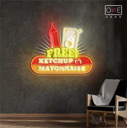 Enseigne Néon LED Artwork Ketchup Ou Mayonnaise Gratuits