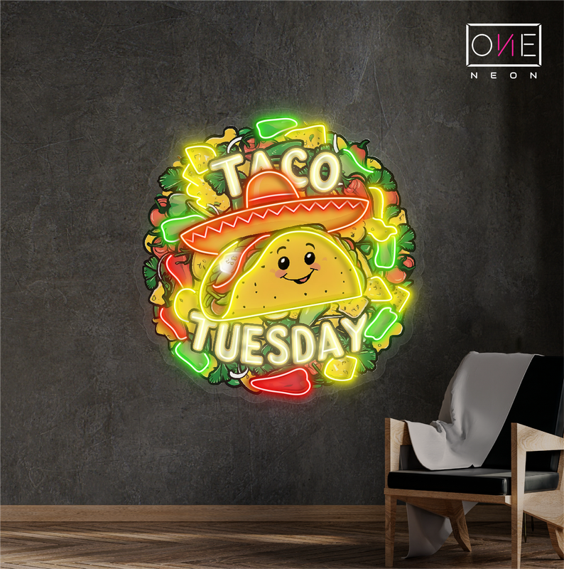 Enseigne néon LED "Tacos Tuesday"