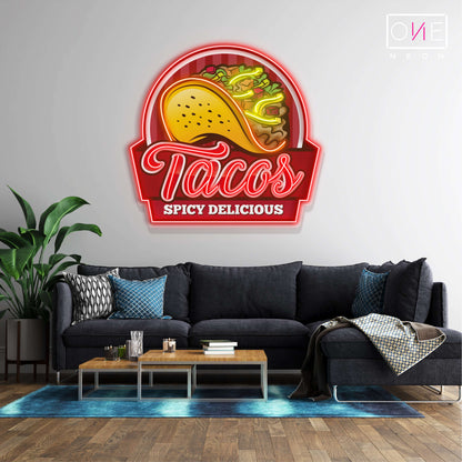 Tacos Épicés Délicieux Enseigne Néon LED
