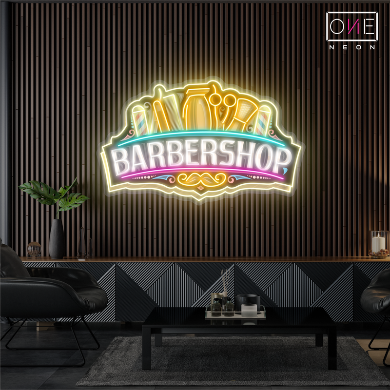 Enseigne néon LED "Barbershop"