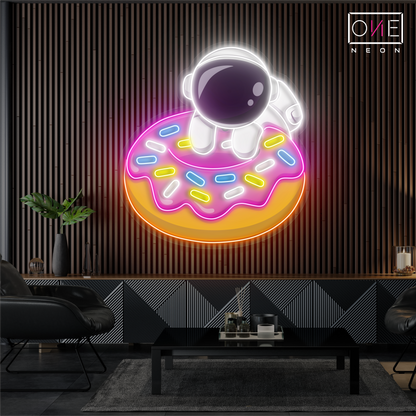 Enseigne néon LED Donut Astronaute