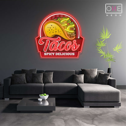 Tacos Épicés Délicieux Enseigne Néon LED