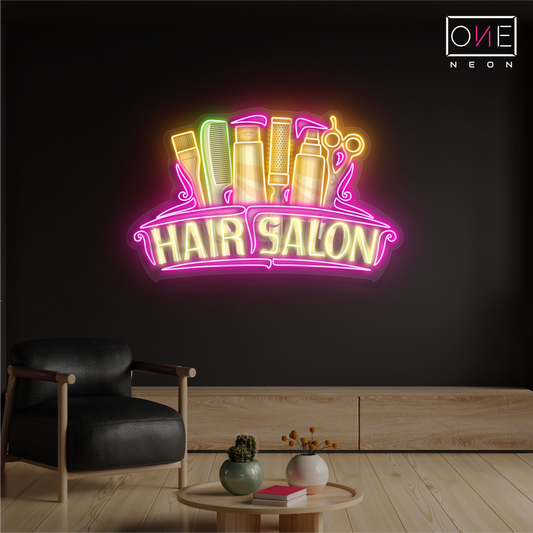 Enseigne Néon LED "Œuvre d'art Salon de coiffure"