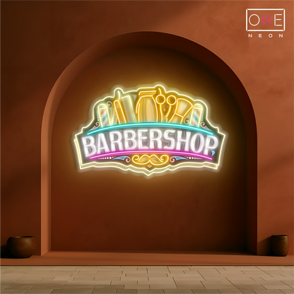 Enseigne néon LED "Barbershop"