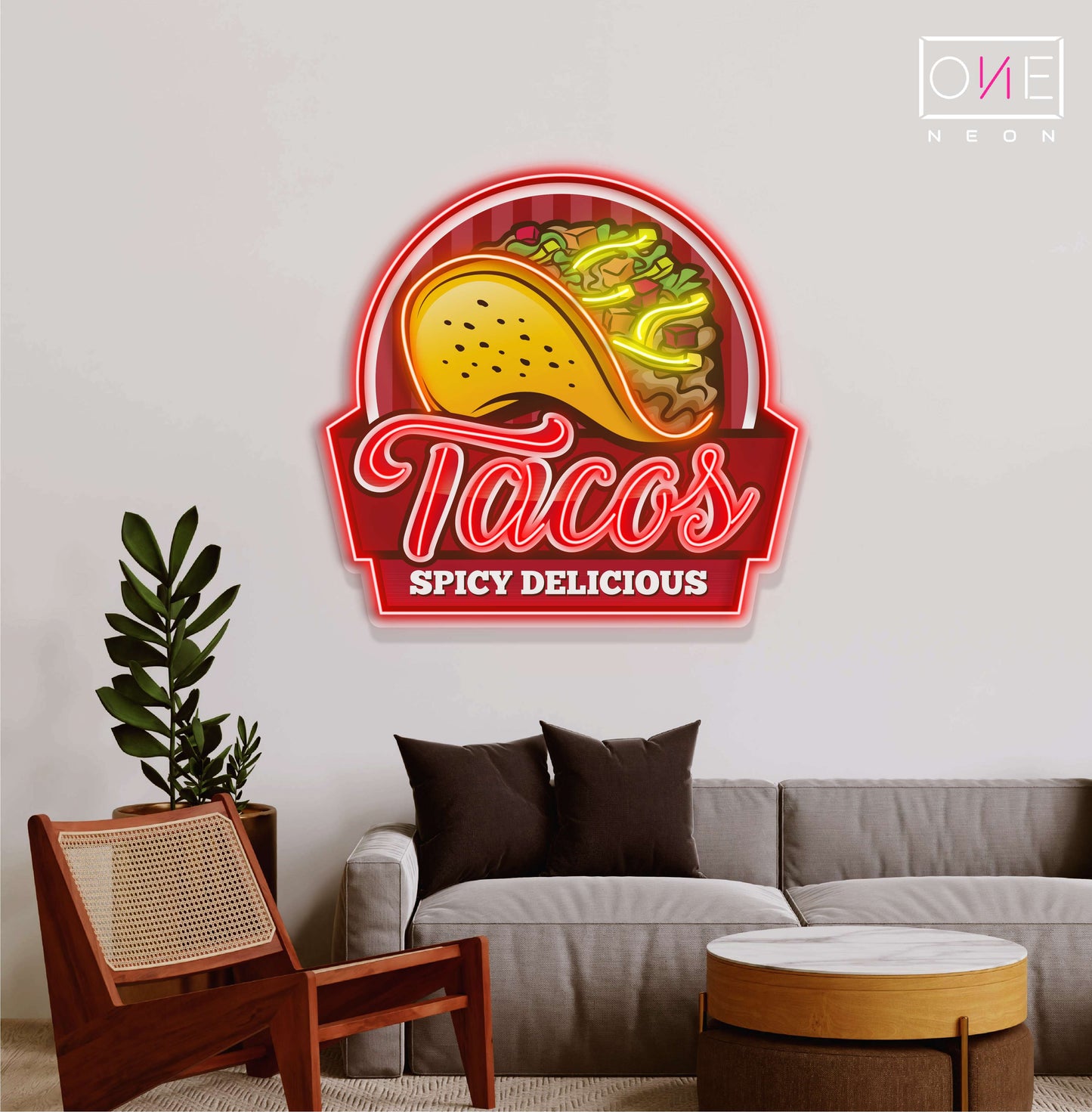 Tacos Épicés Délicieux Enseigne Néon LED