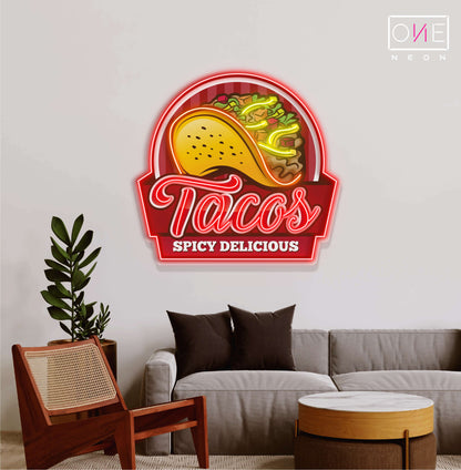 Tacos Épicés Délicieux Enseigne Néon LED