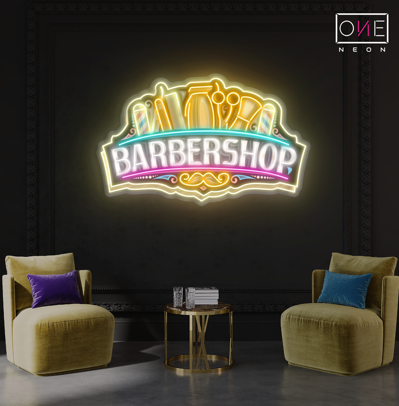 Enseigne néon LED "Barbershop"