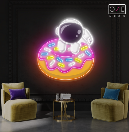 Enseigne néon LED Donut Astronaute