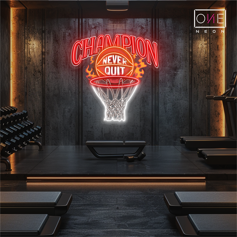 Enseigne Néon LED "Champion de Basketball"
