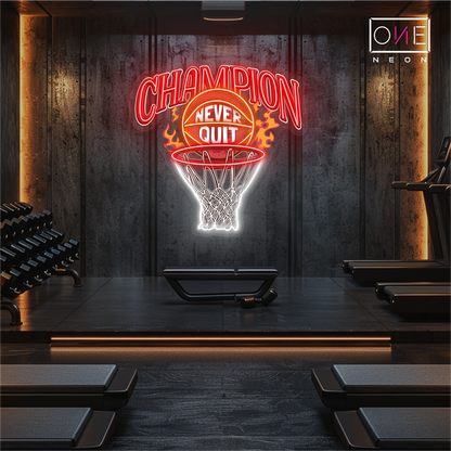 Enseigne Néon LED "Champion de Basketball"
