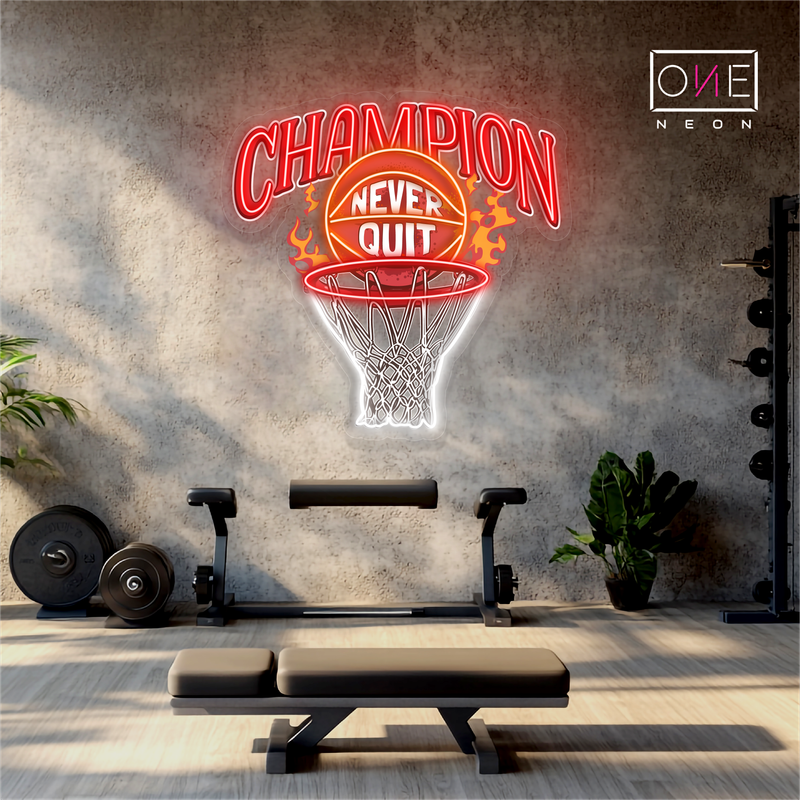 Enseigne Néon LED "Champion de Basketball"