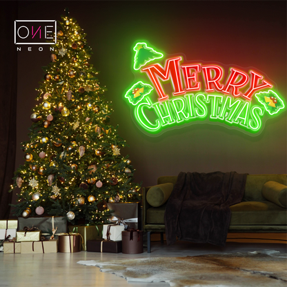 Enseigne néon LED décorative Joyeuses Fêtes de Noël