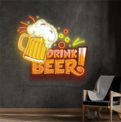 Enseigne néon LED décorative « Drink Beer »
