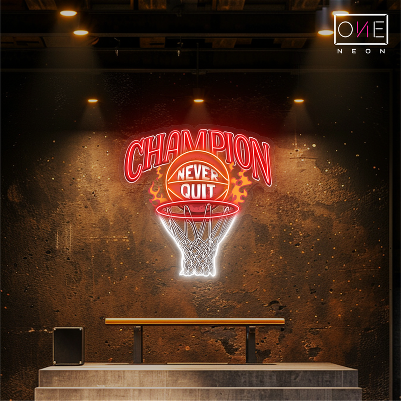 Enseigne Néon LED "Champion de Basketball"
