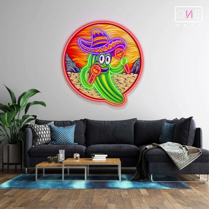 Enseigne néon LED murale drôle Cactus mexicain