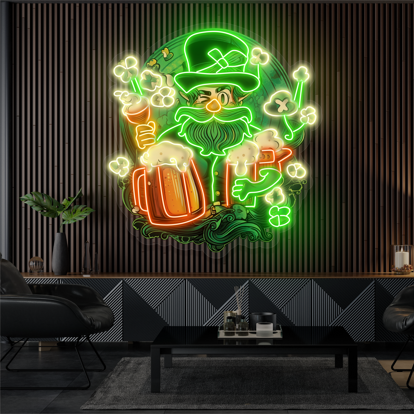 Enseigne Néon LED "Breuvage du Lutin Chanceux"