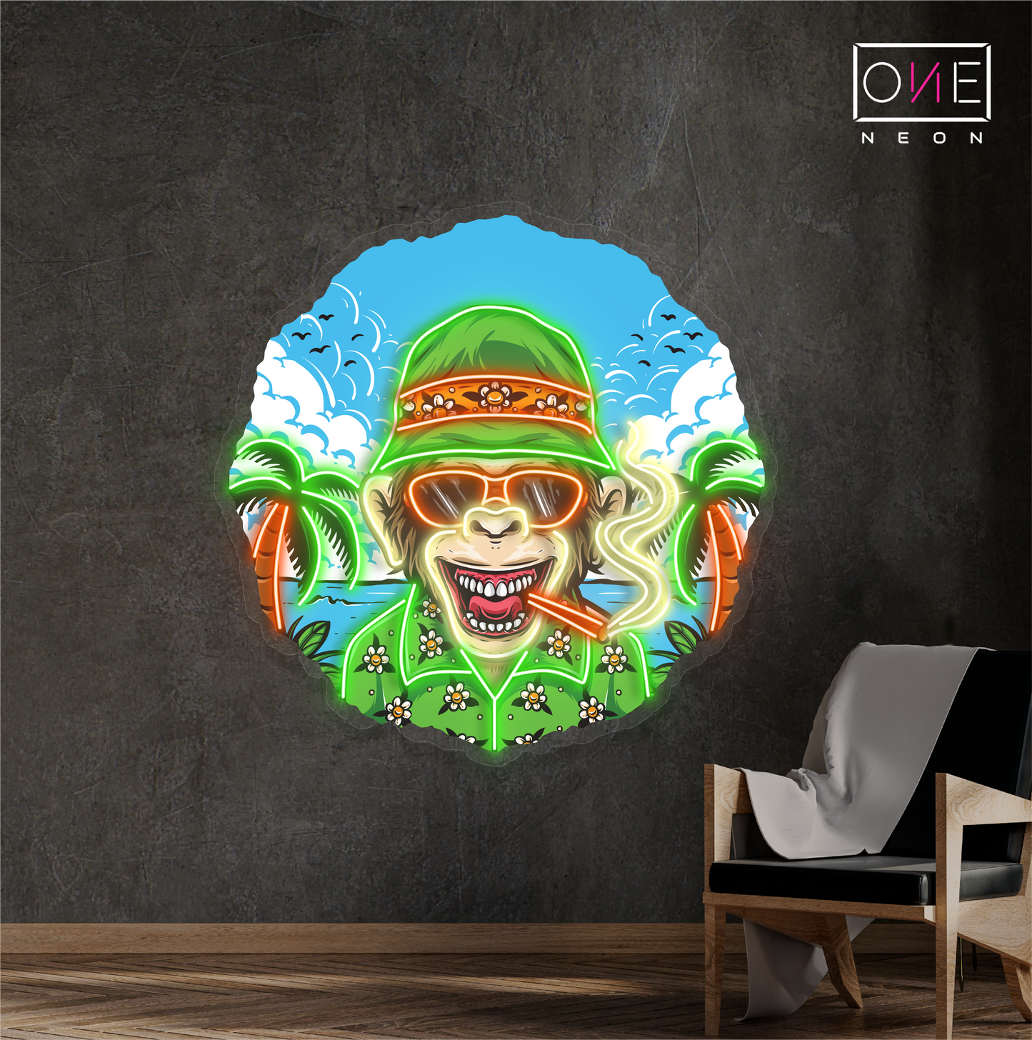 Enseigne néon LED Motif singe tropical
