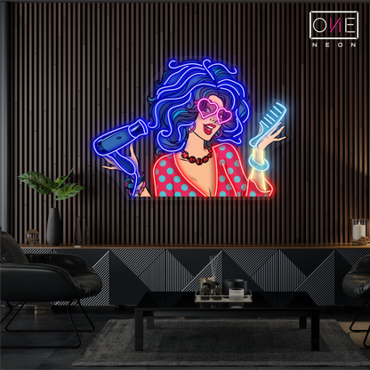Enseigne Néon LED "Retro Glam Hair Artwork"