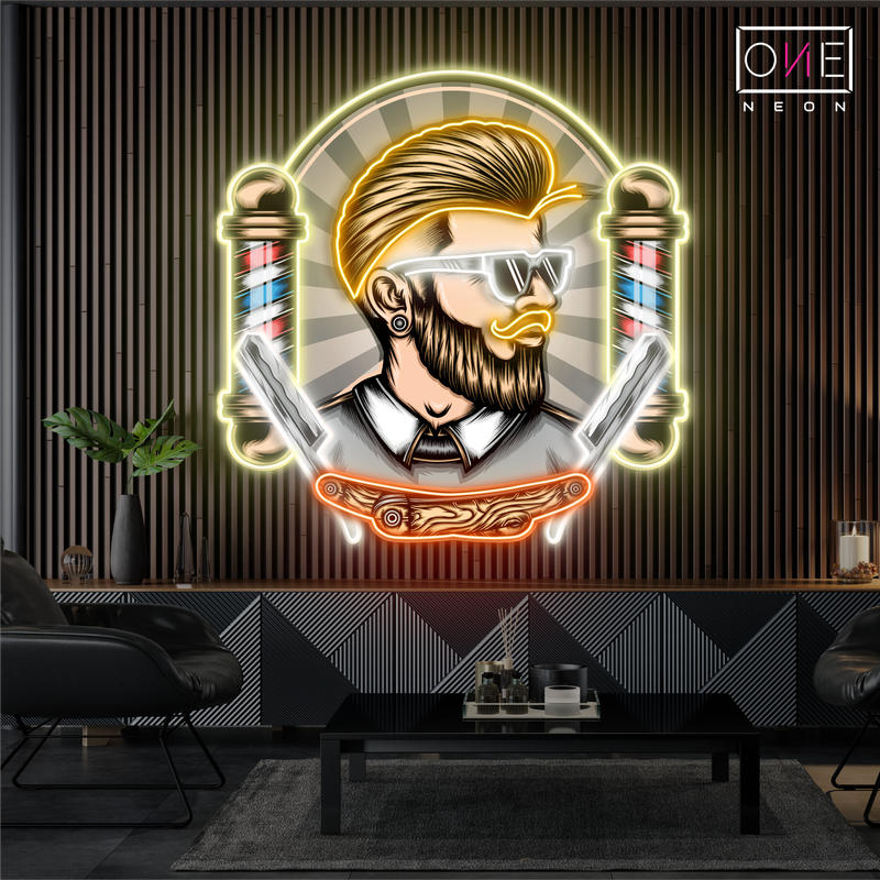 L'enseigne néon LED The Modern Barber Artwork