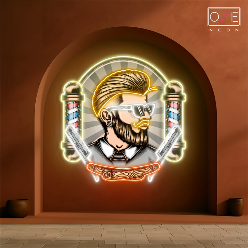 L'enseigne néon LED The Modern Barber Artwork