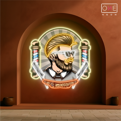 L'enseigne néon LED The Modern Barber Artwork