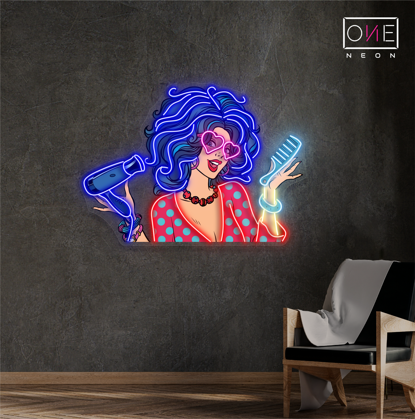 Enseigne Néon LED "Retro Glam Hair Artwork"