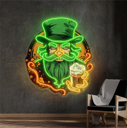 Enseigne néon LED œuvre d'art Green Beard Brew
