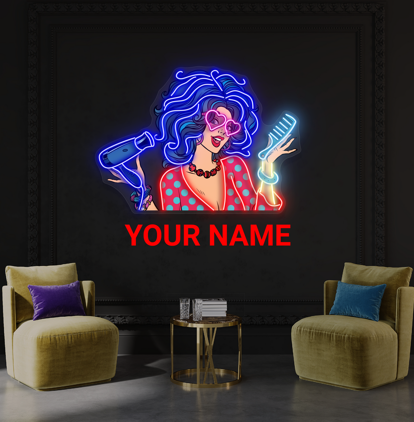 Enseigne Néon LED "Retro Glam Hair Artwork"