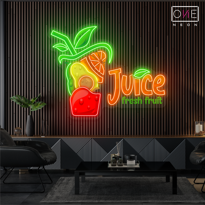 Enseigne néon LED Jus de fruits frais