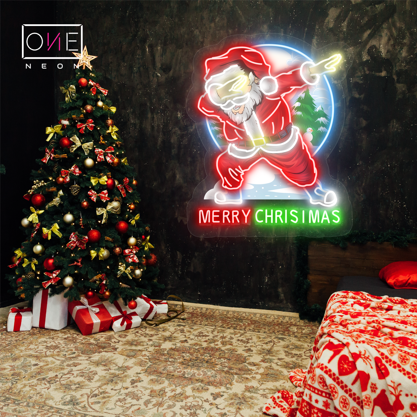 Enseigne néon LED Motif Père Noël Dabbing