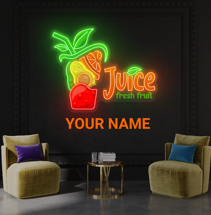 Enseigne néon LED Jus de fruits frais