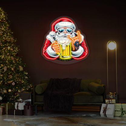 Enseigne néon LED "Merry Santa Cheers"