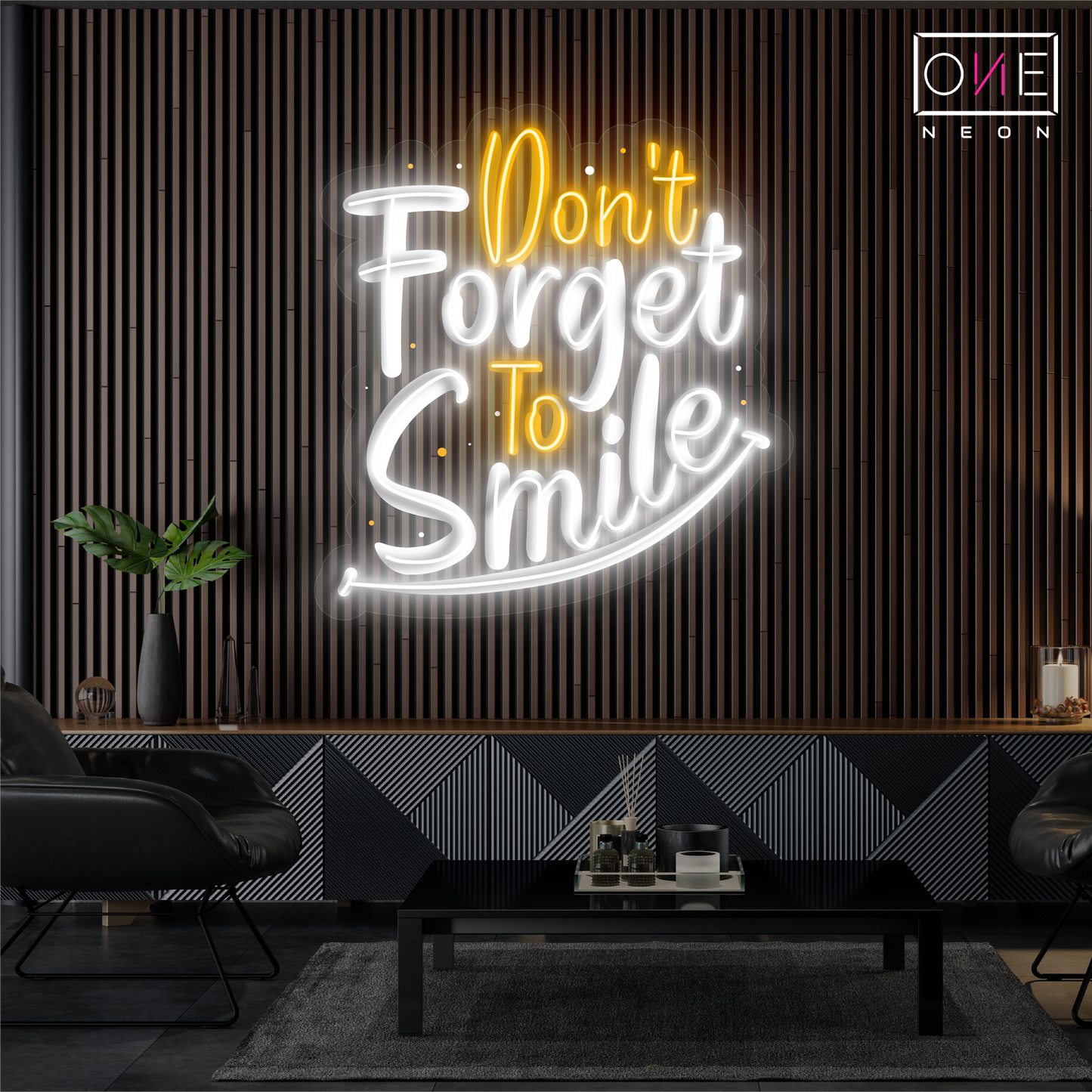 Œuvre d'art néon LED "N'oubliez pas de sourire"