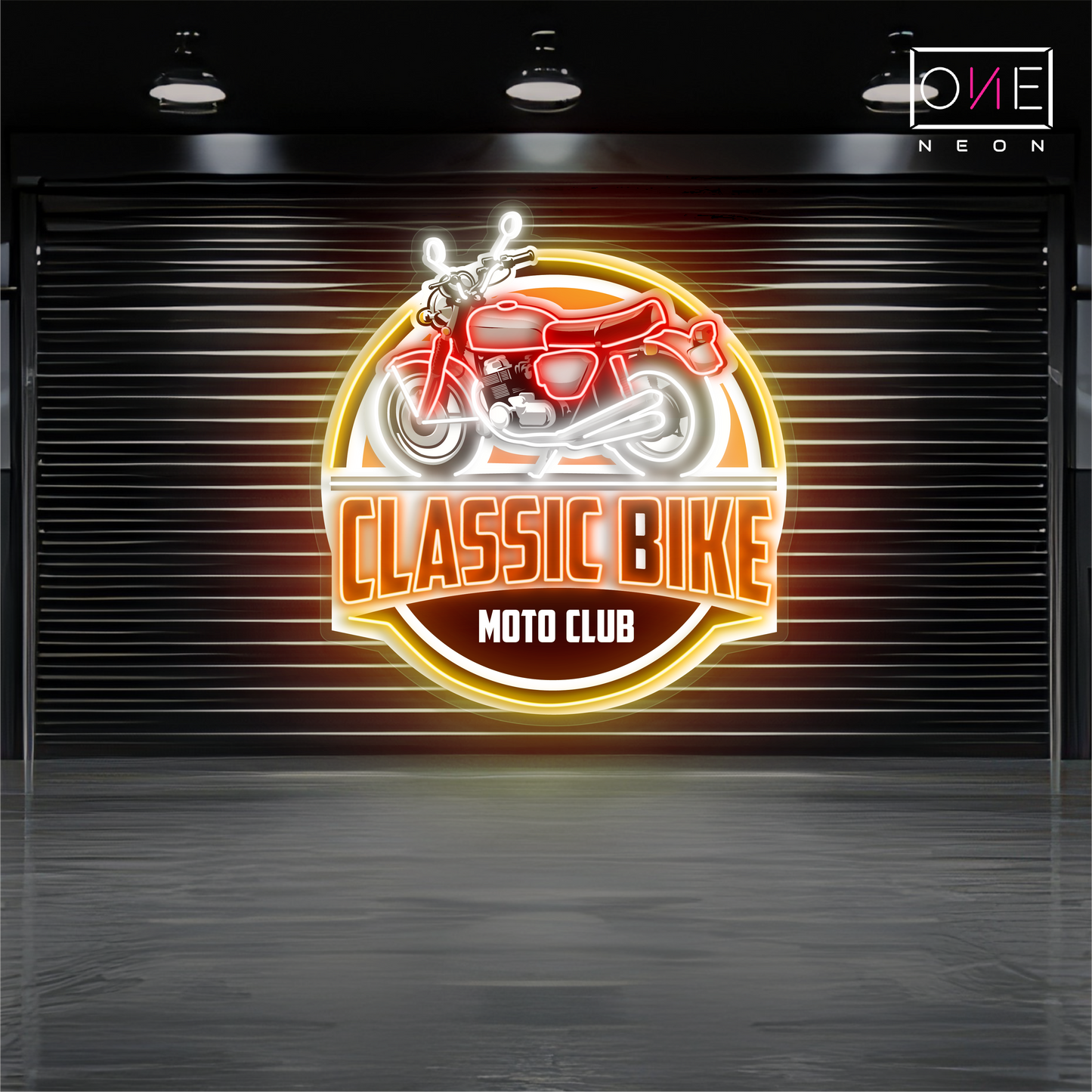 Enseigne néon LED œuvre d'art moto classique